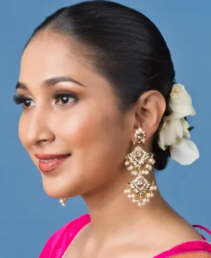 Inara Jadau Chaandbaali Earrings - White and Blue