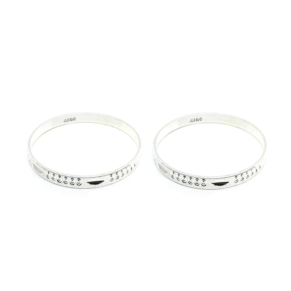 Indian Style Real Silver Bangles Bracelet (Kangan) Pair