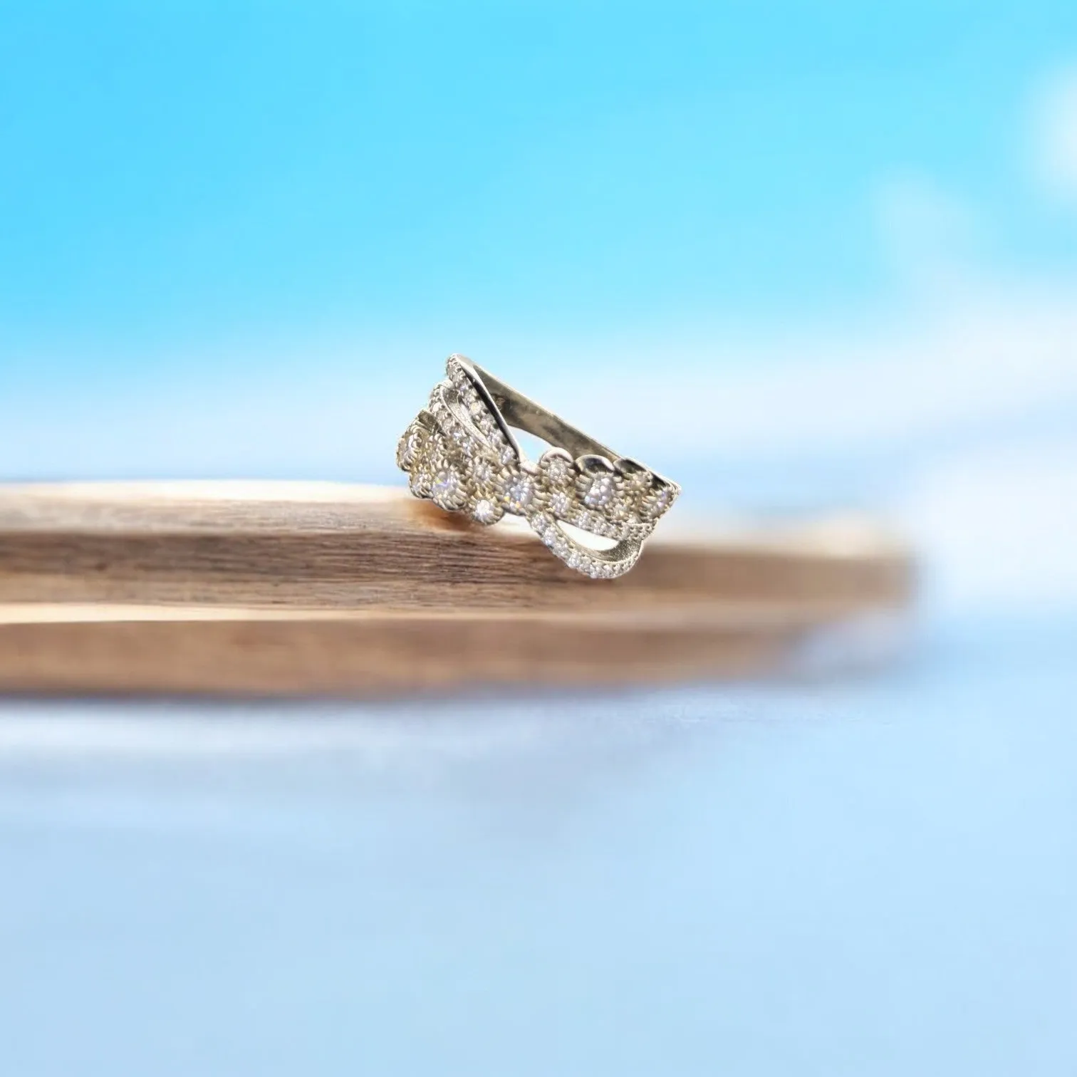 Interwoven CZ 925 Silver Ring