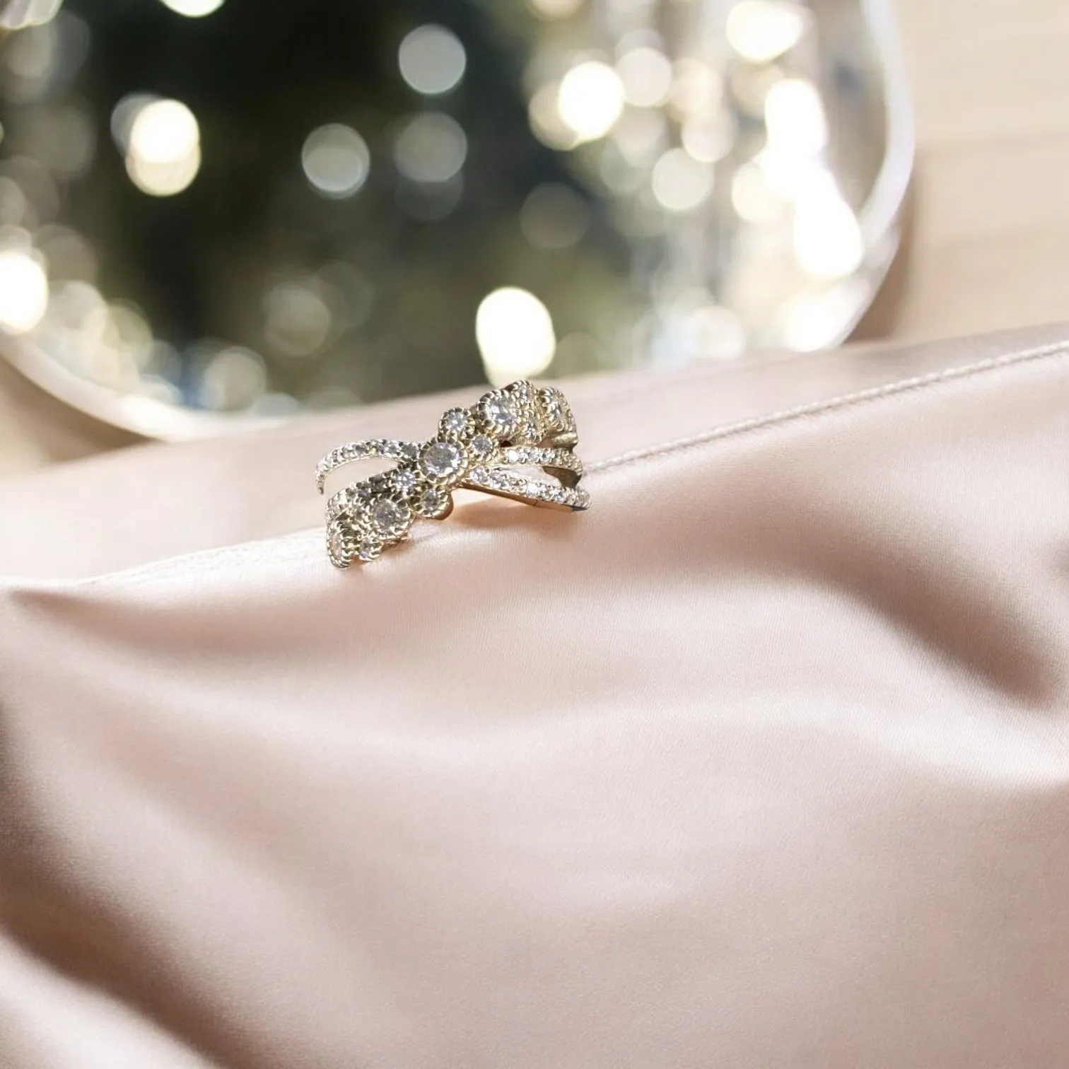 Interwoven CZ 925 Silver Ring