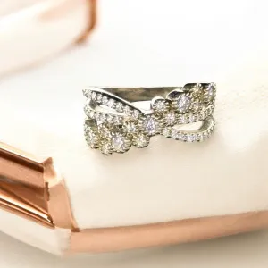 Interwoven CZ 925 Silver Ring
