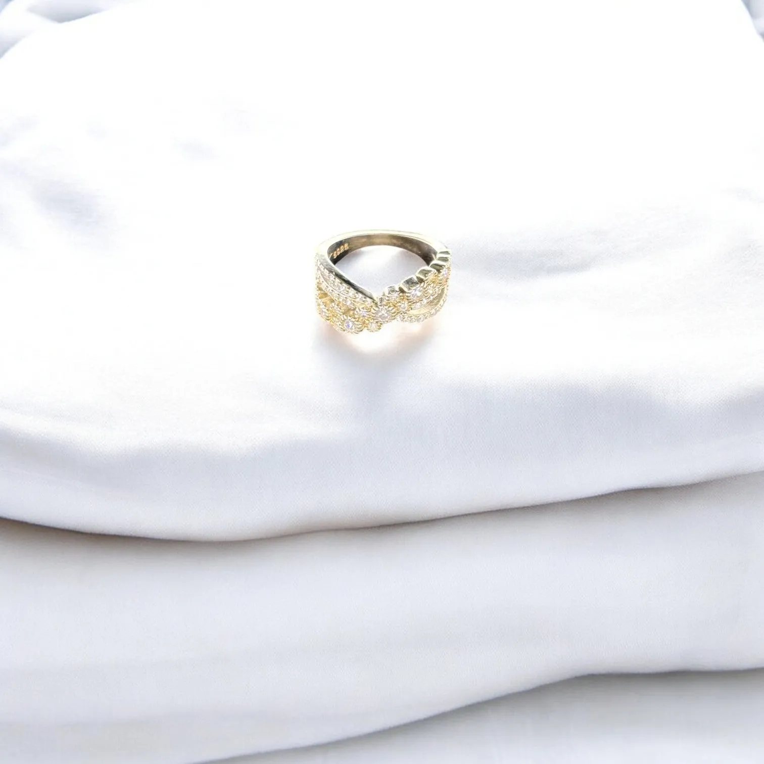 Interwoven CZ 925 Silver Ring
