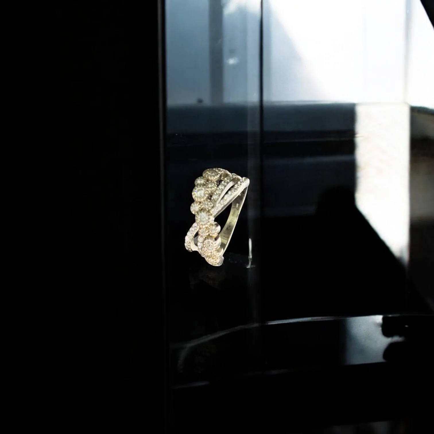 Interwoven CZ 925 Silver Ring