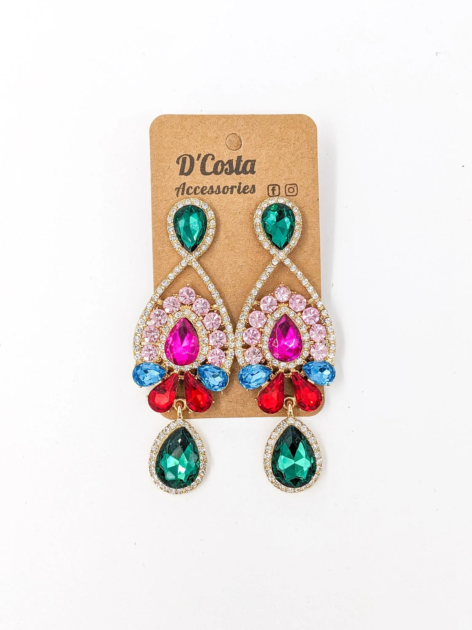 Jewel Drop Chandelier Earrings