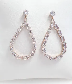 Jordyn - Baguette Rhinestone Teardrop Earrings