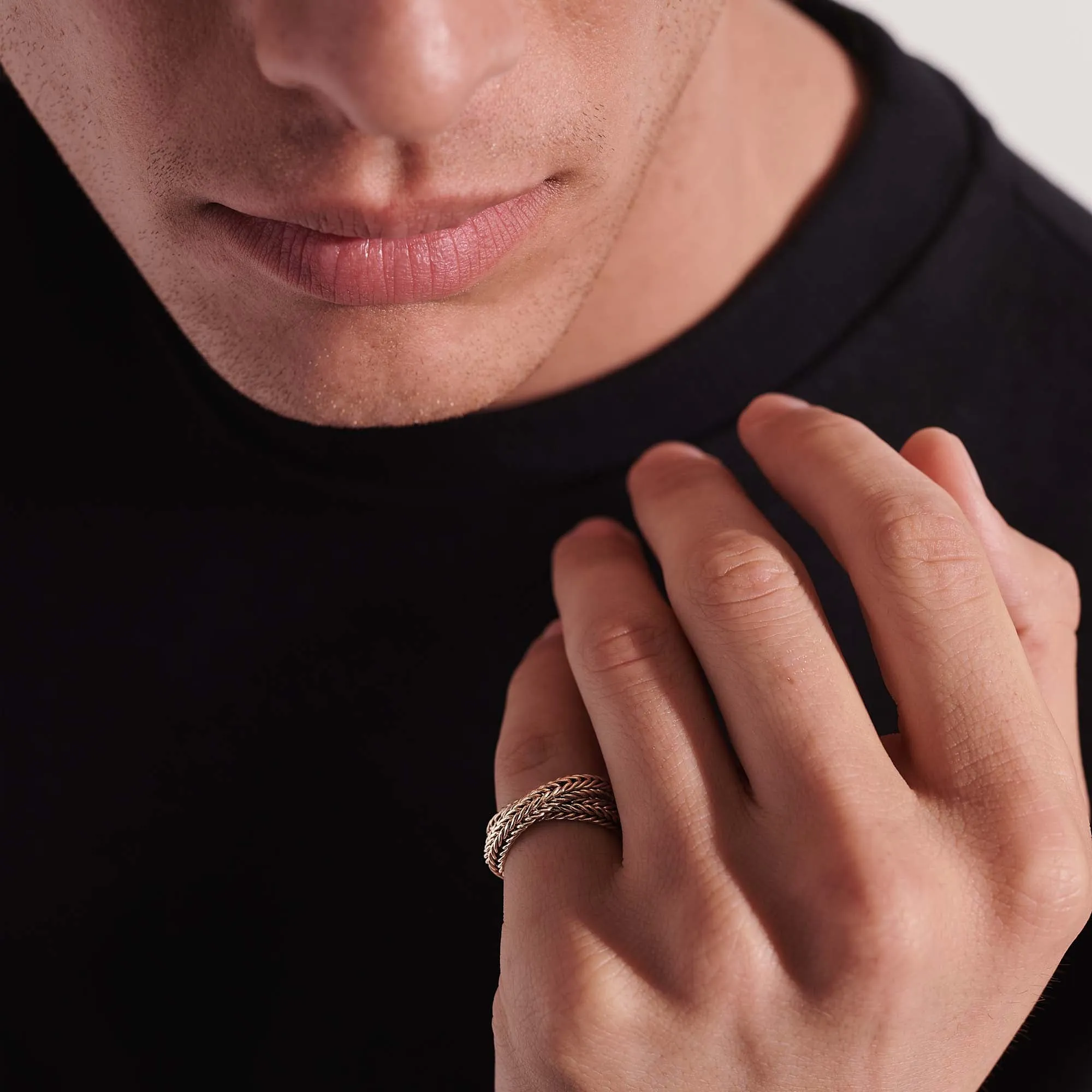 Kami Chain Crossover Ring, Gold, 4.5MM|RGG900825