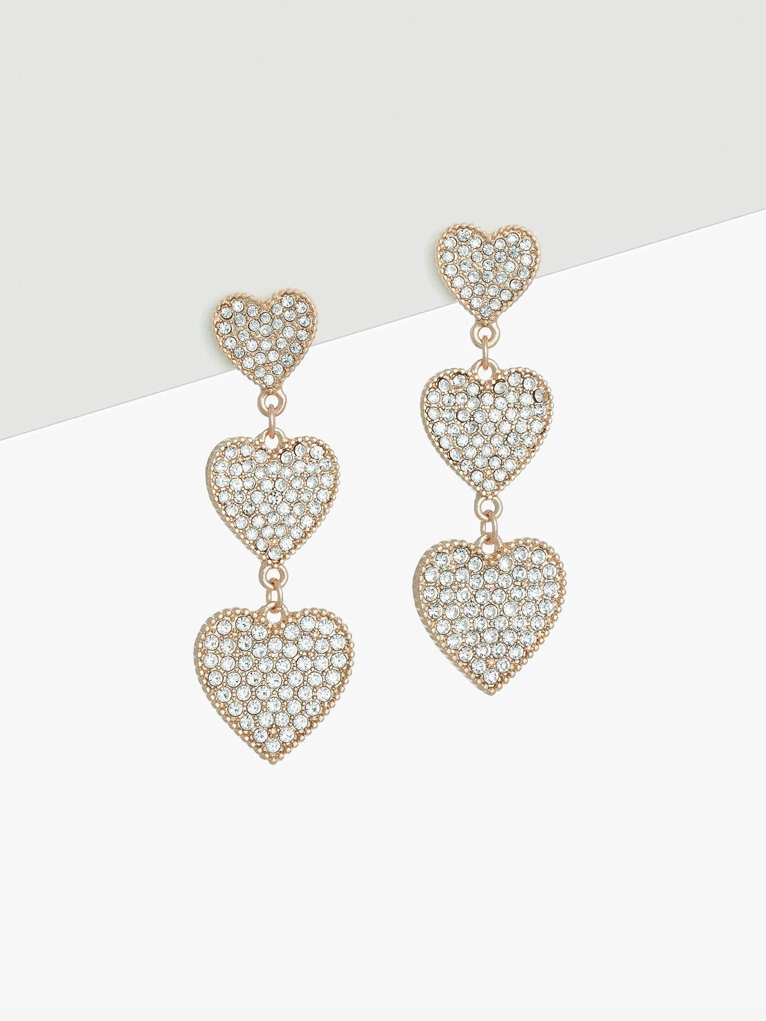 La Radiant 3 Layer Pave Heart Earrings - Brands We Love