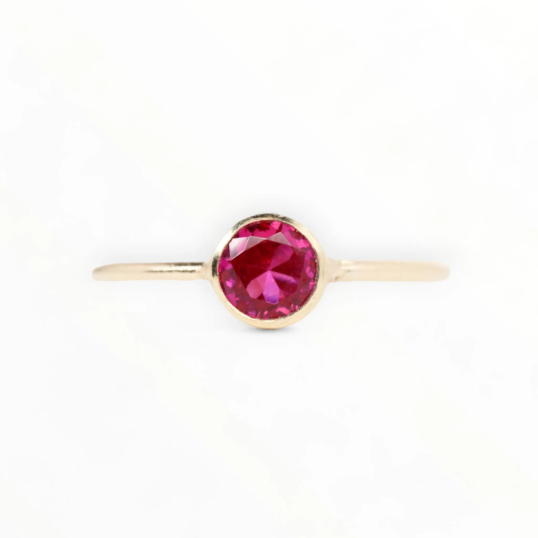 Lab Ruby Stacking Ring in 14K Gold Filled // 5mm Faceted Gemstone July Birthstone Ring