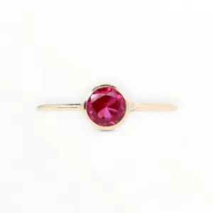 Lab Ruby Stacking Ring in 14K Gold Filled // 5mm Faceted Gemstone July Birthstone Ring
