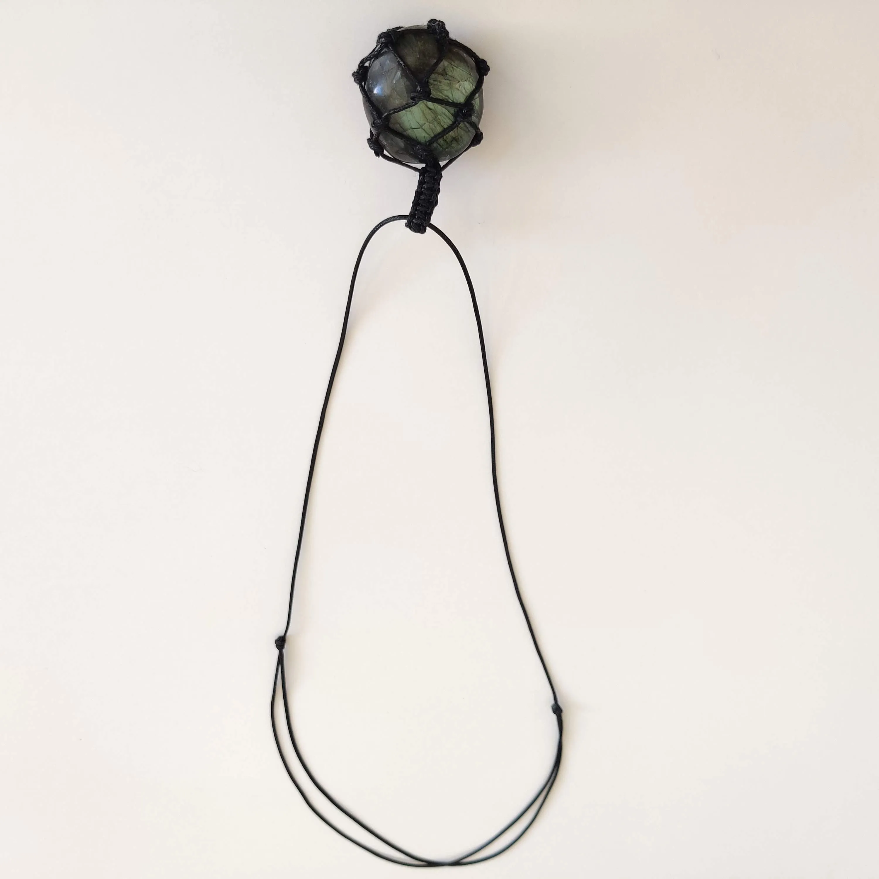 Labradorite Polished Stone Cord-Wrapped Necklace