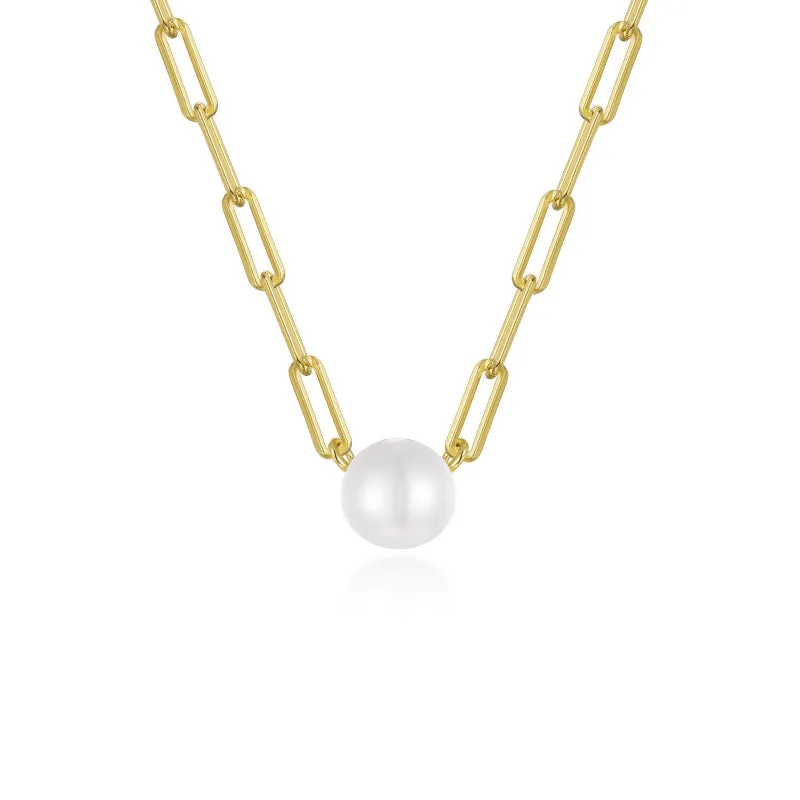 Lafonn Paperclip Necklace with Cultured Freshwater Pearl