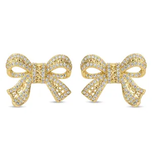 Large Pave Bow Stud Earrings