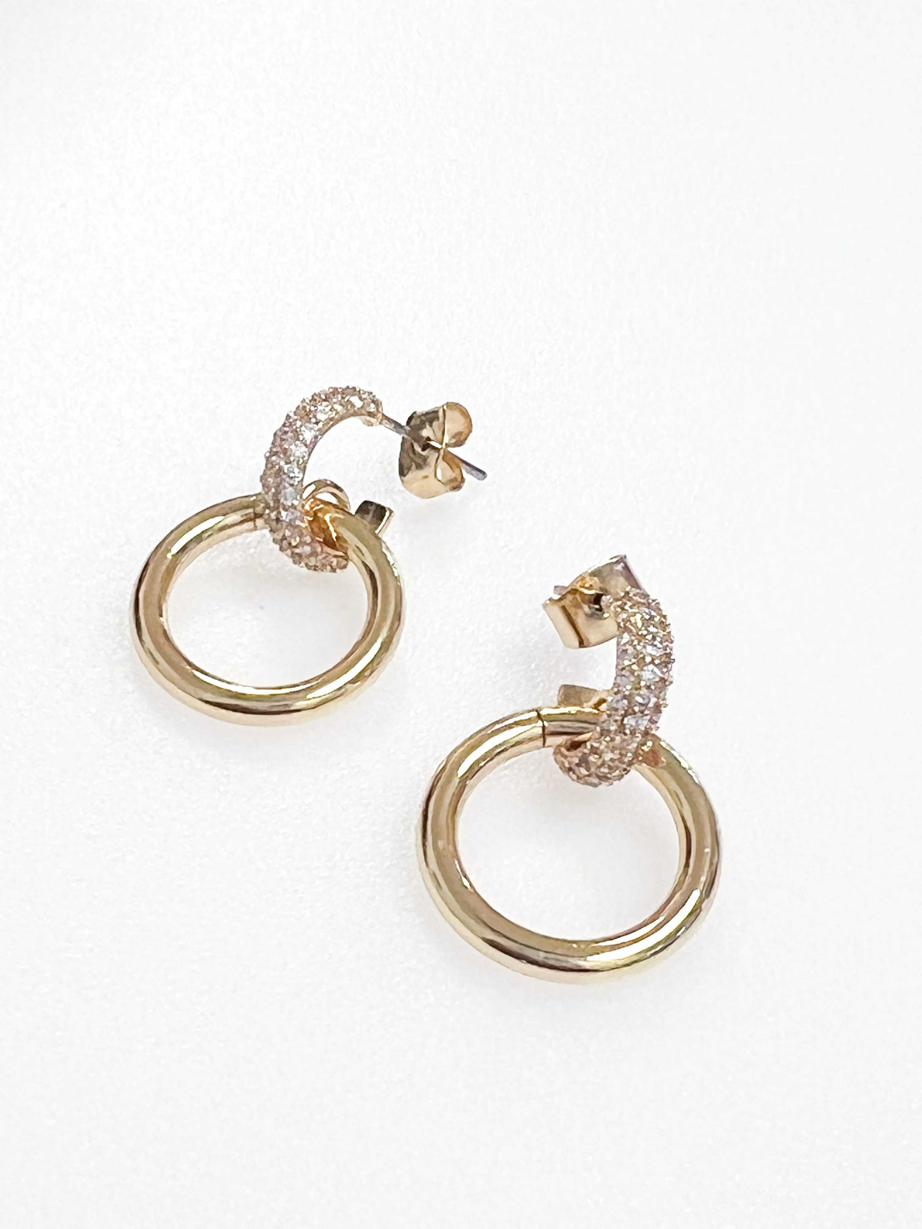Leah - Gold Rhinestone Door Knocker Earrings