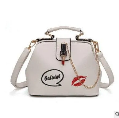 Lip embroidered lipstick lock doctor bag