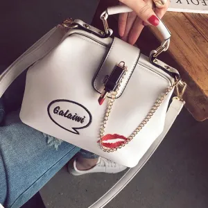 Lip embroidered lipstick lock doctor bag