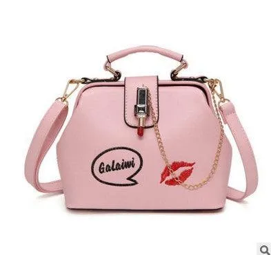 Lip embroidered lipstick lock doctor bag