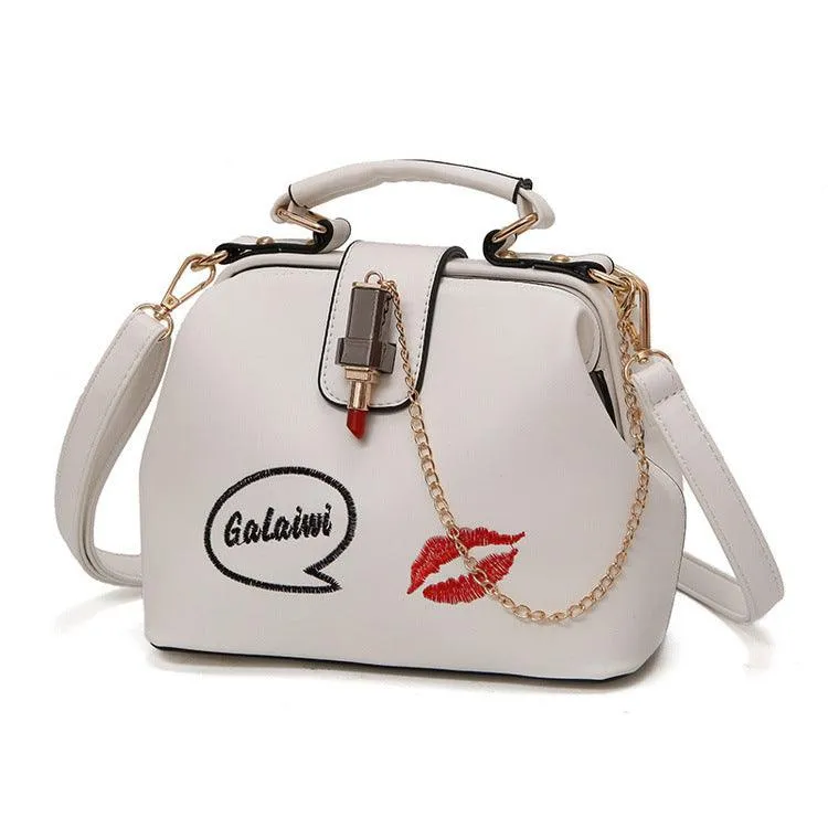 Lip embroidered lipstick lock doctor bag