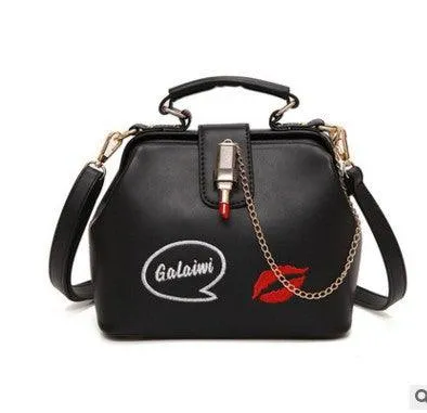 Lip embroidered lipstick lock doctor bag