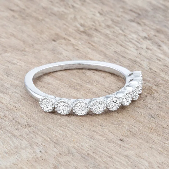 LOVCIA Jewelry Elegant 0.27ct CZ Rhodium Pave Set Band Ring