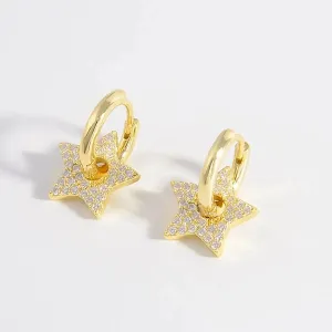 LOVCIA Sparkling Zircon Star Earrings in 925 Sterling Silver for Women