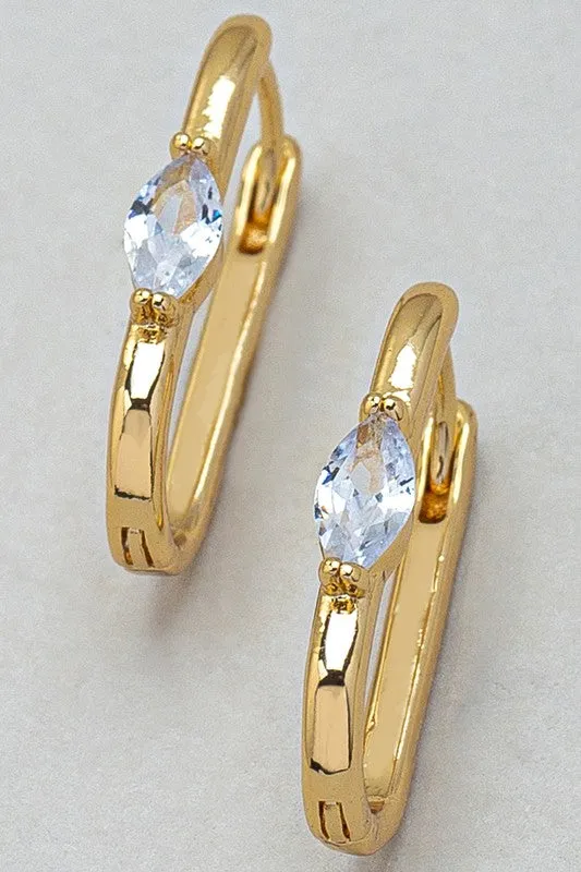 Making Moves Oval CZ Hoop Earrings Gold