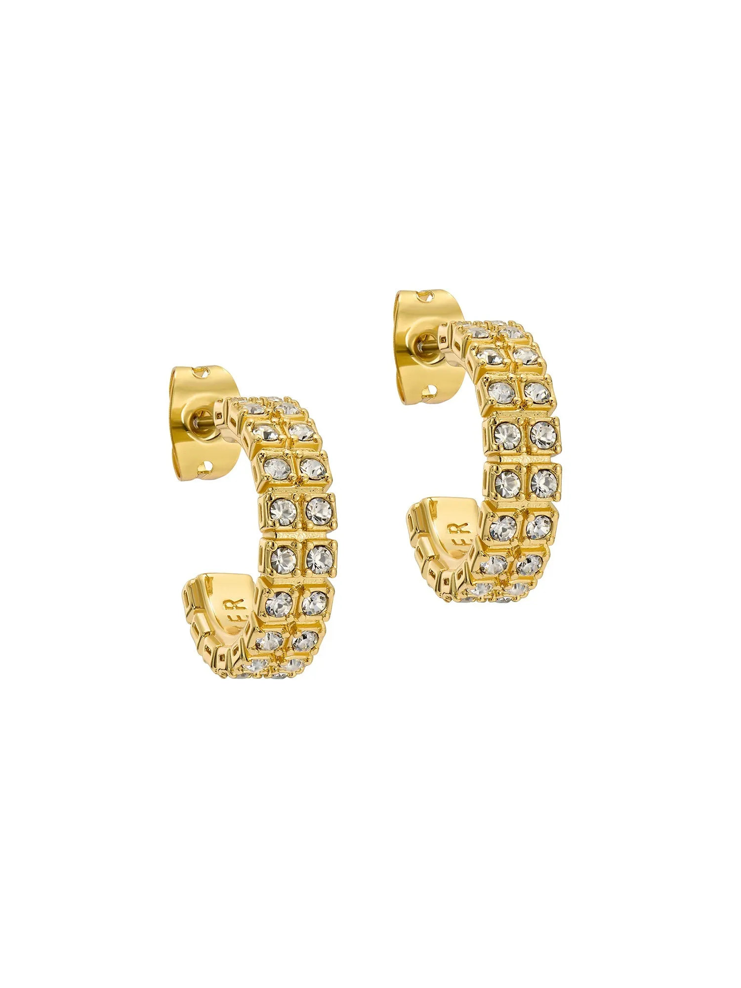 Mellrie Small Double Crystal Hoop Earring Gold