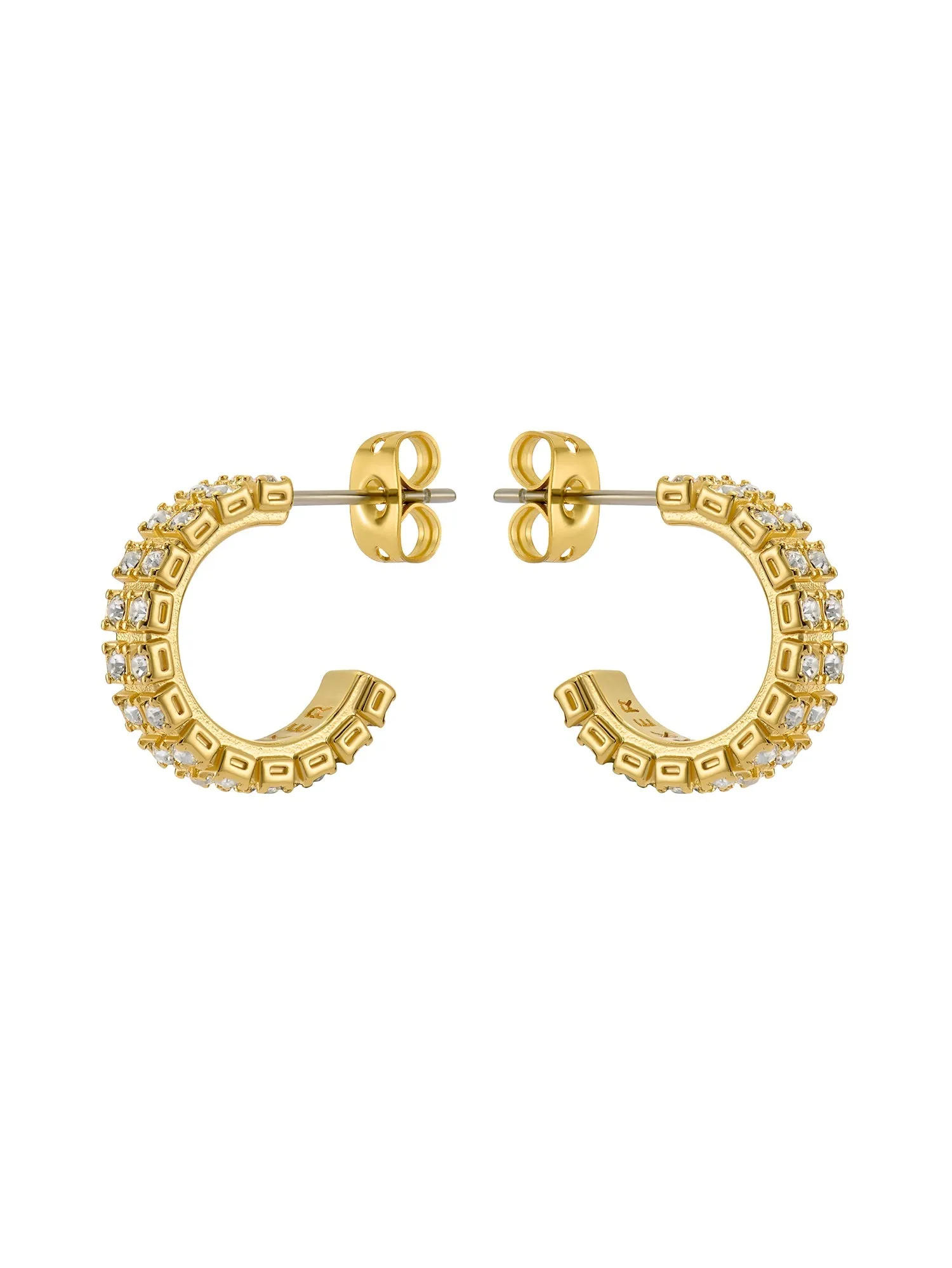 Mellrie Small Double Crystal Hoop Earring Gold