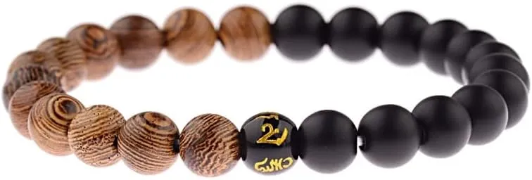 Men Natural Wood Beads Cross Bracelets Onyx Meditation Prayer Bead Bracelet Women Wooden Yoga Jewelry Homme R07TP (Style 21)