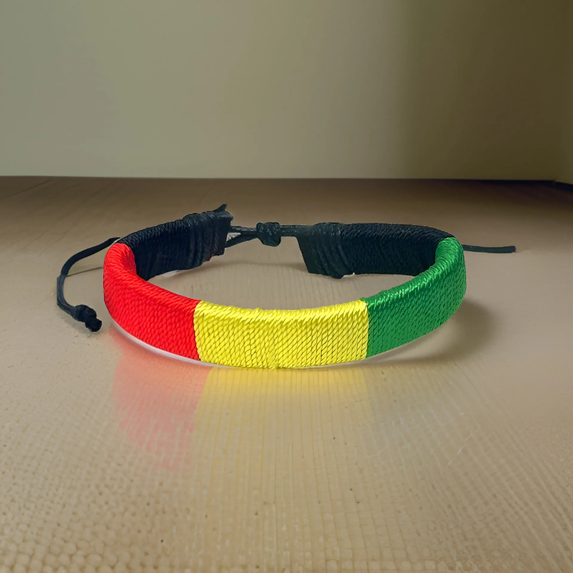 Men's African Leather Style Rasta Bracelets
