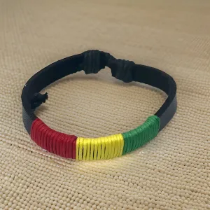 Men's African Leather Style Rasta Bracelets