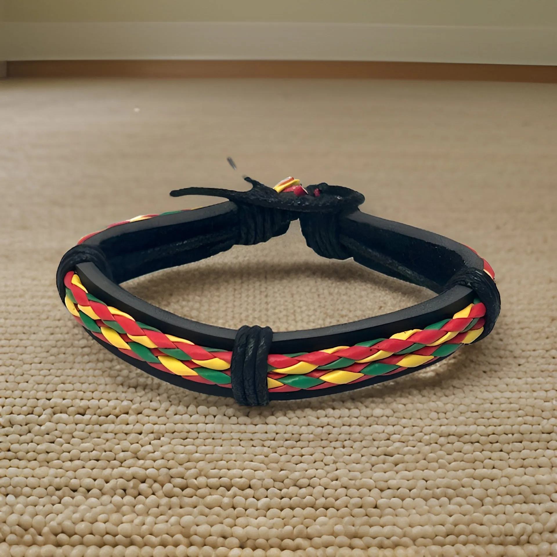 Men's African Leather Style Rasta Bracelets