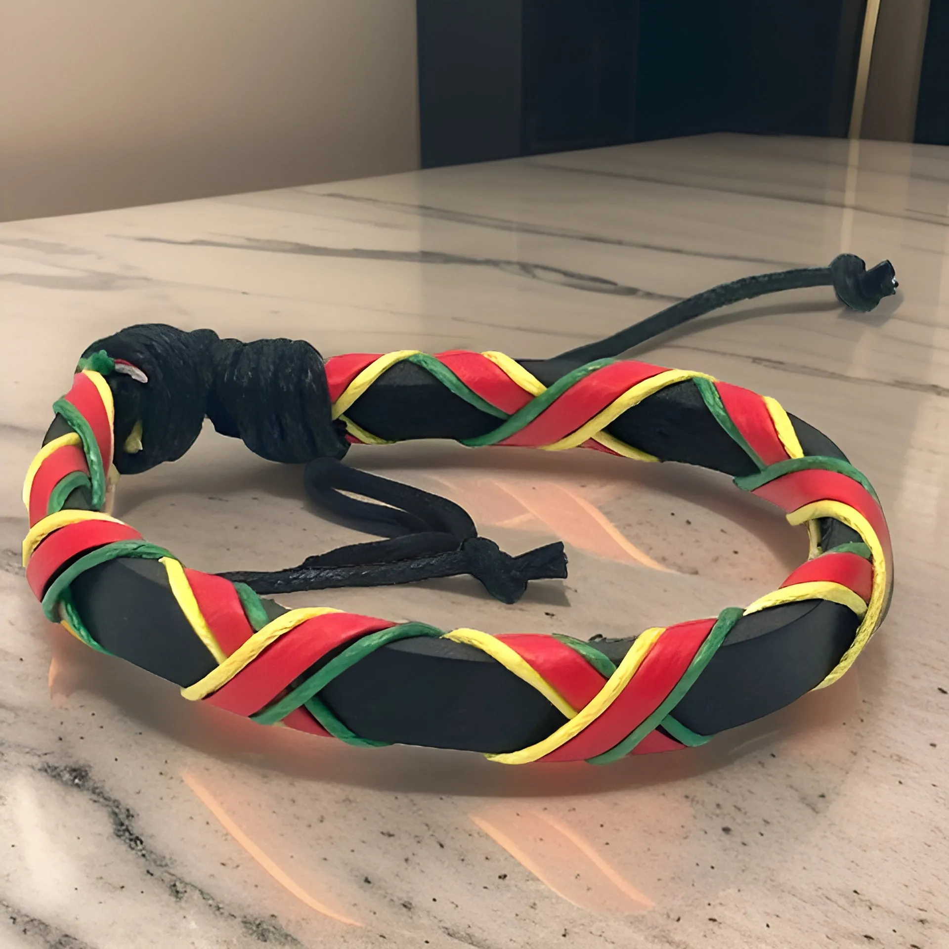 Men's African Leather Style Rasta Bracelets