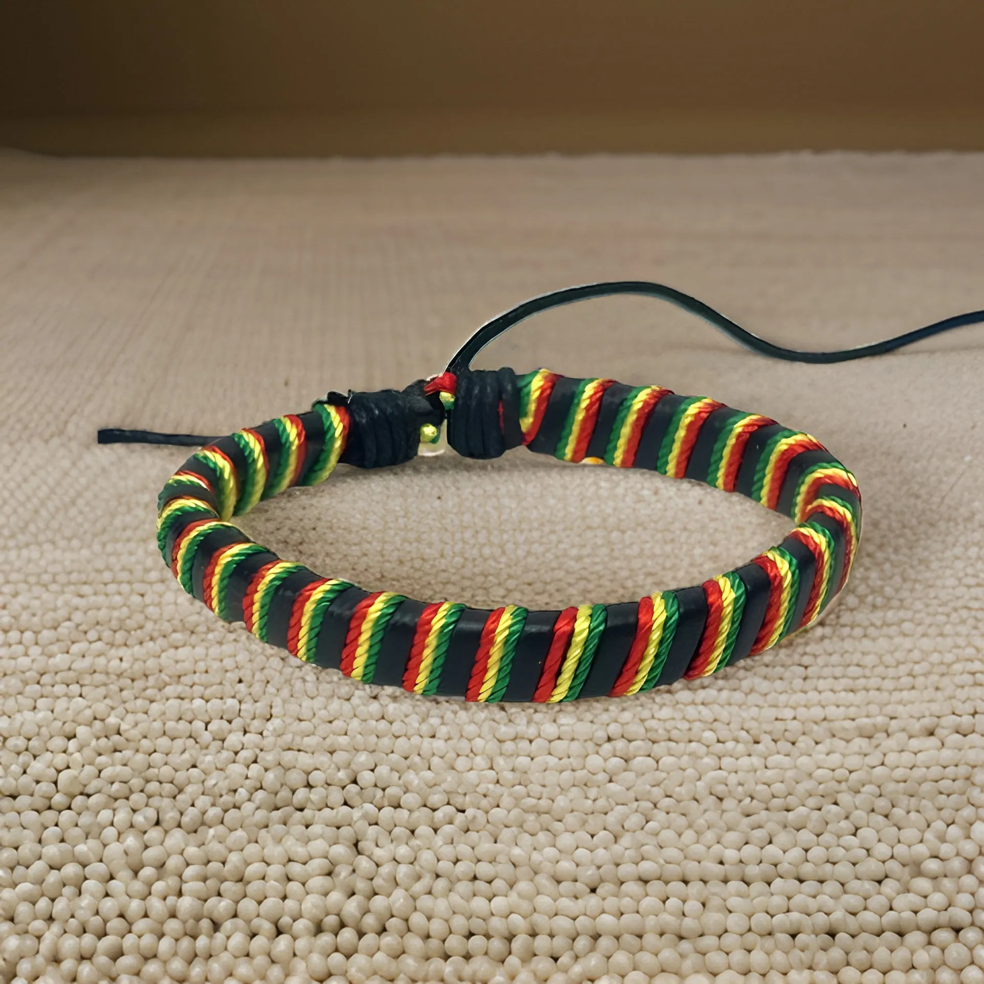 Men's African Leather Style Rasta Bracelets