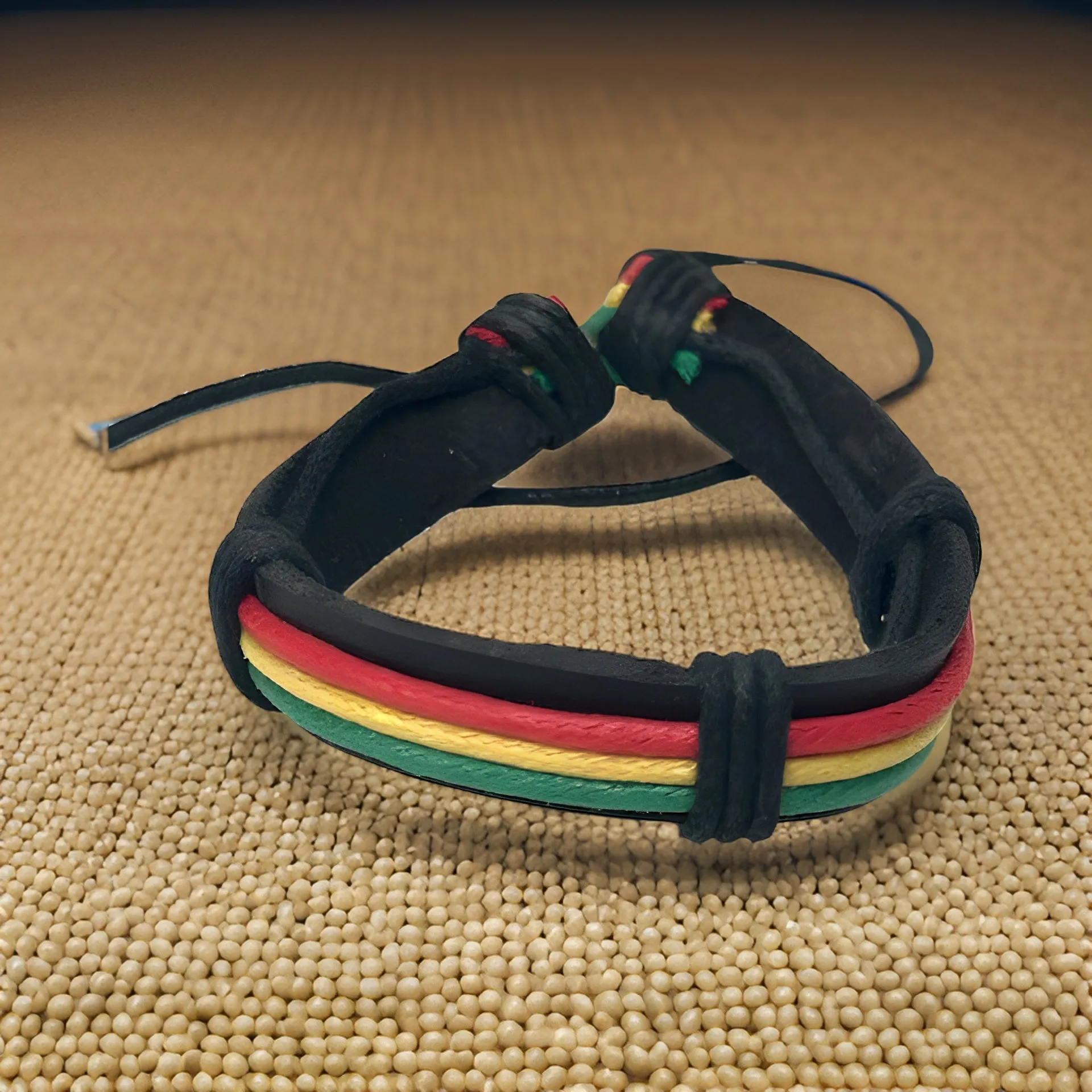 Men's African Leather Style Rasta Bracelets
