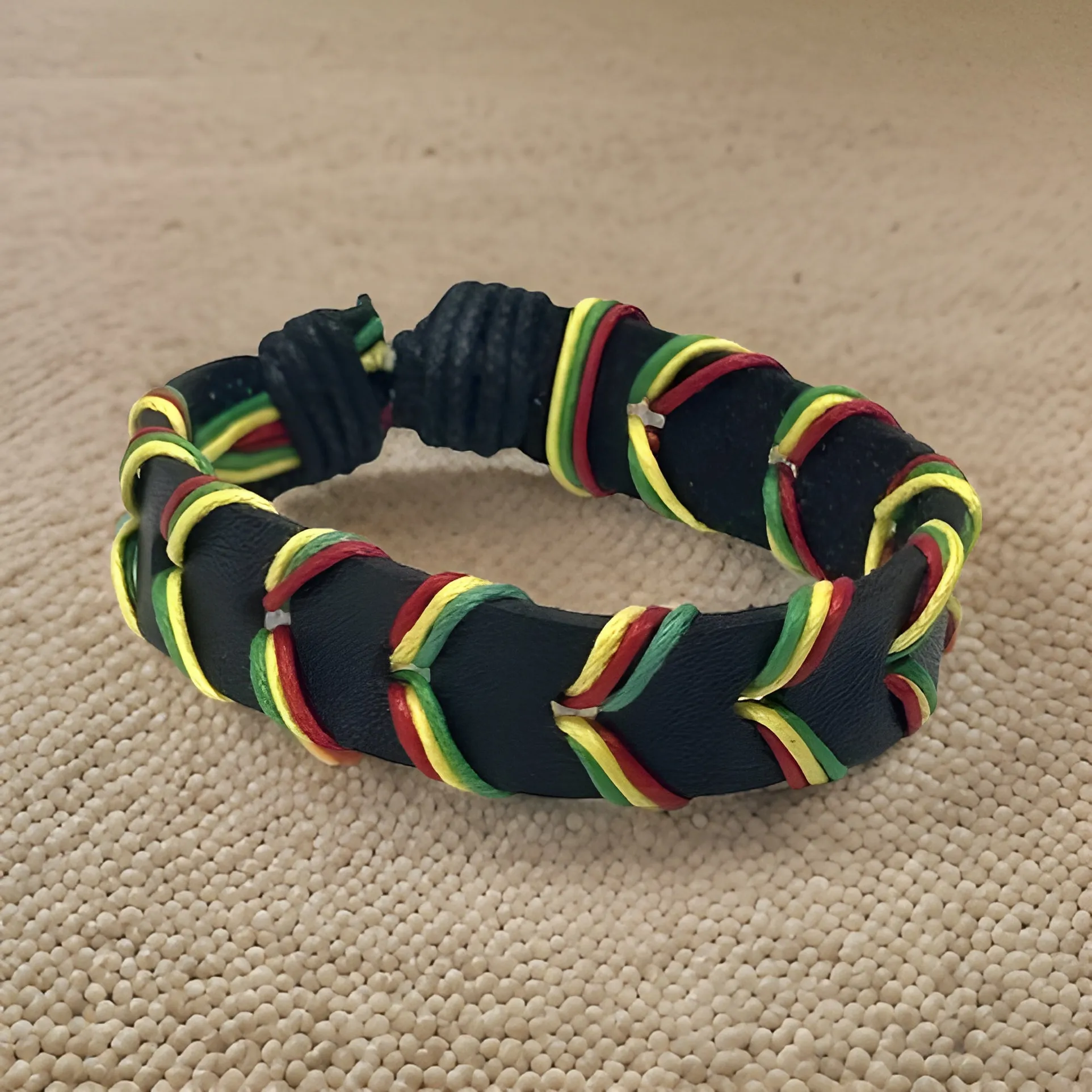 Men's African Leather Style Rasta Bracelets