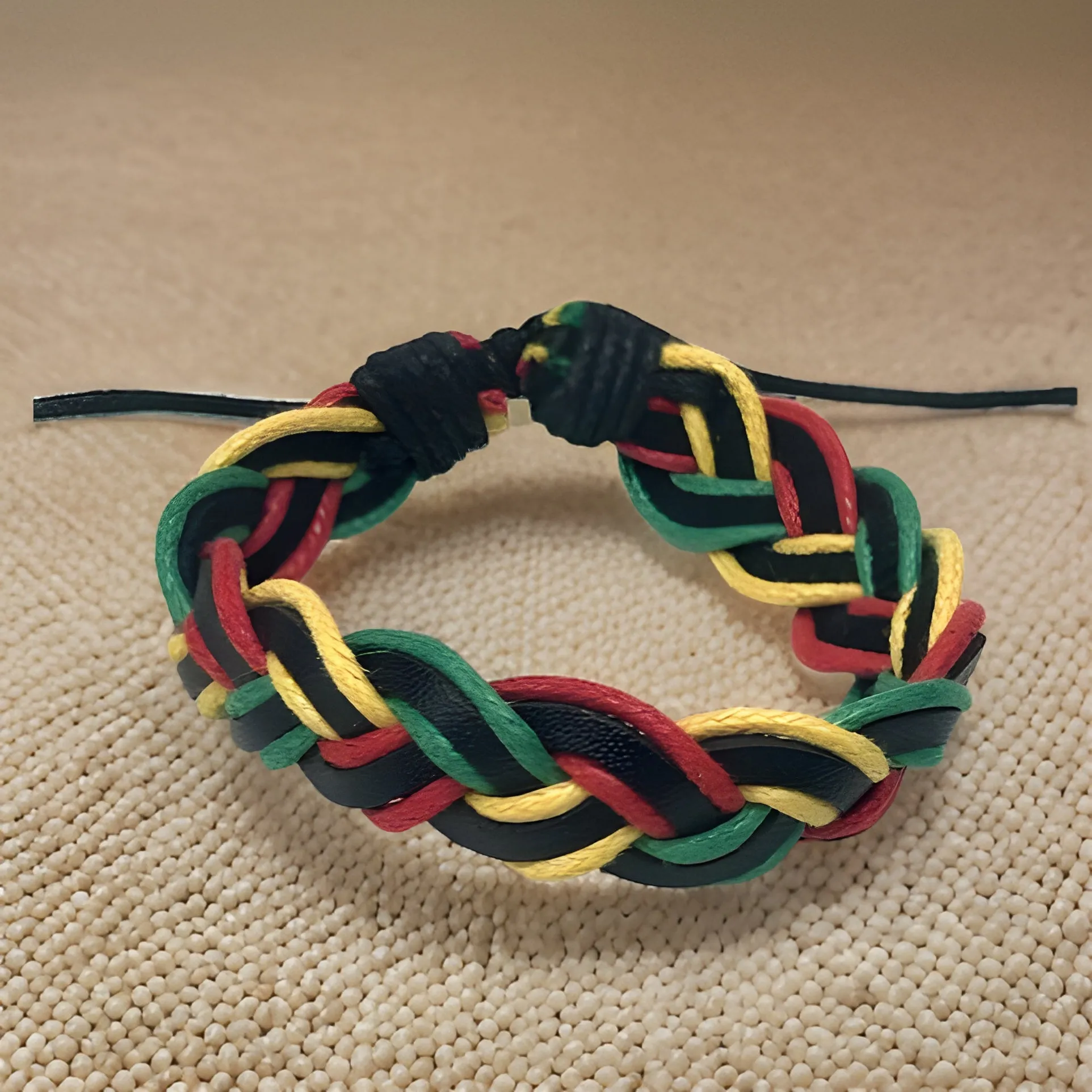 Men's African Leather Style Rasta Bracelets