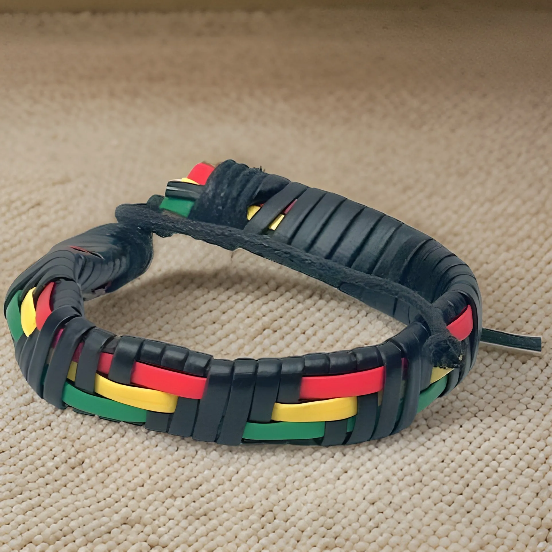 Men's African Leather Style Rasta Bracelets