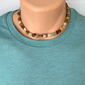 Mens Antique Serpentine Nugget Necklace
