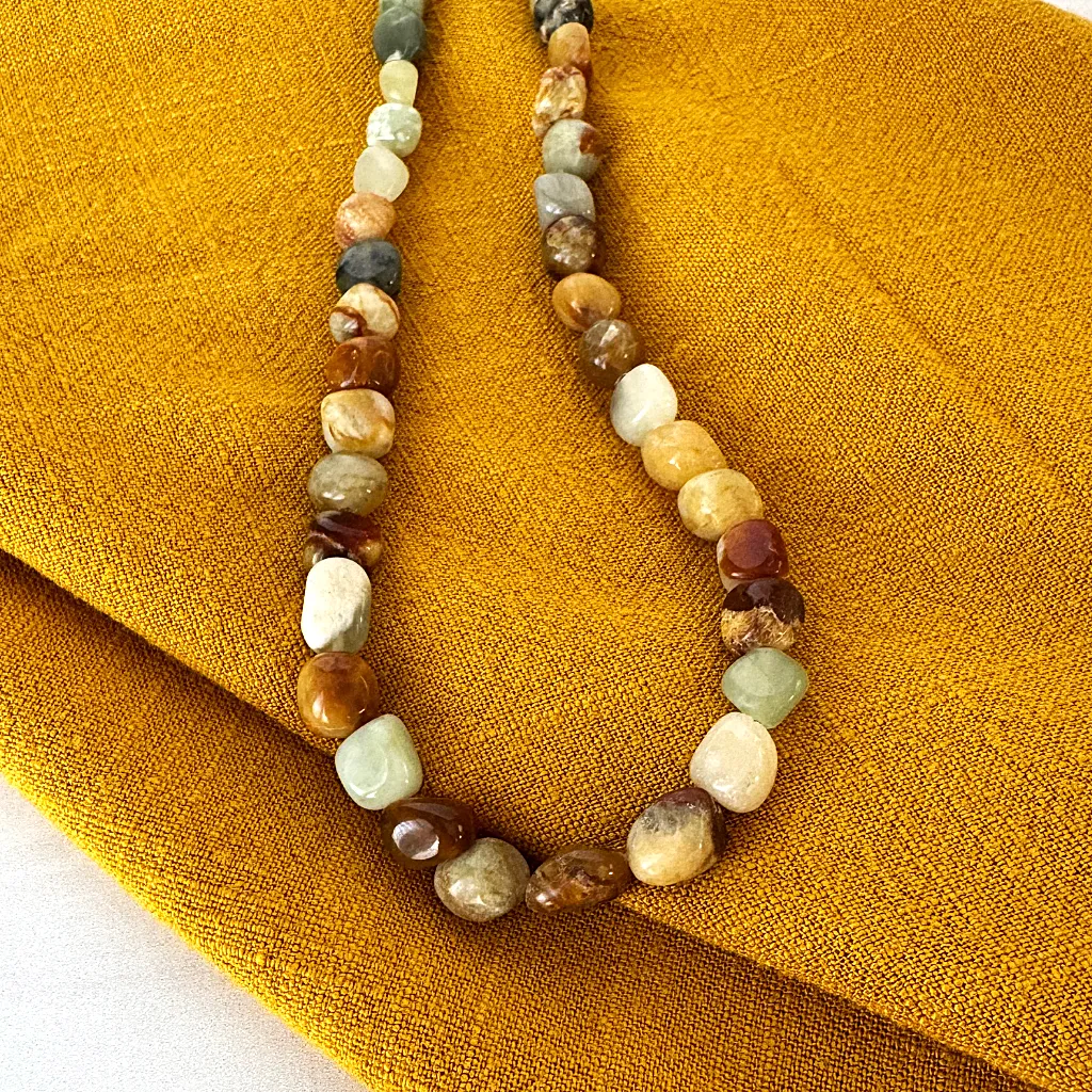 Mens Antique Serpentine Nugget Necklace