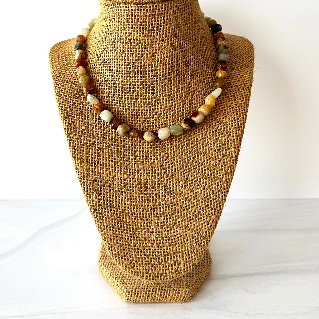 Mens Antique Serpentine Nugget Necklace