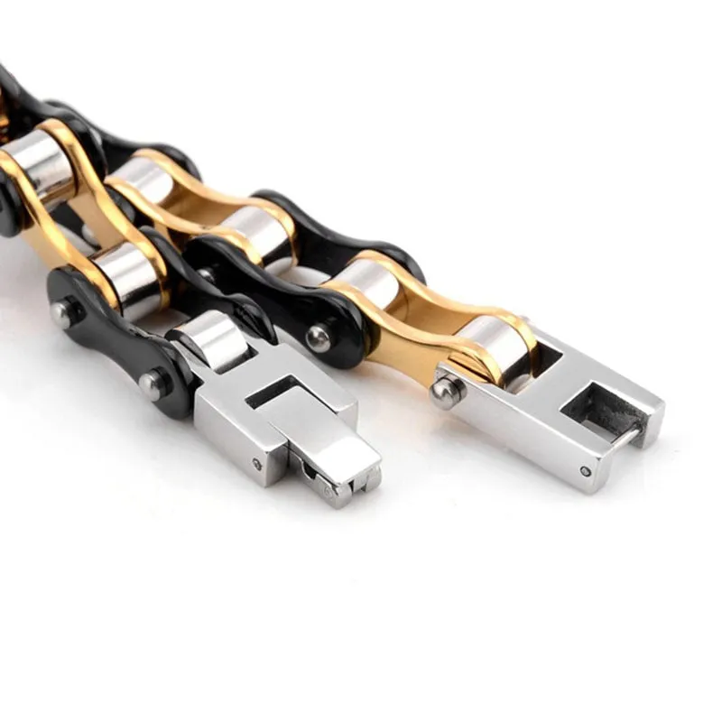 Mens Bracelets Gold Biker Motorcycle Chain Link Bracelets