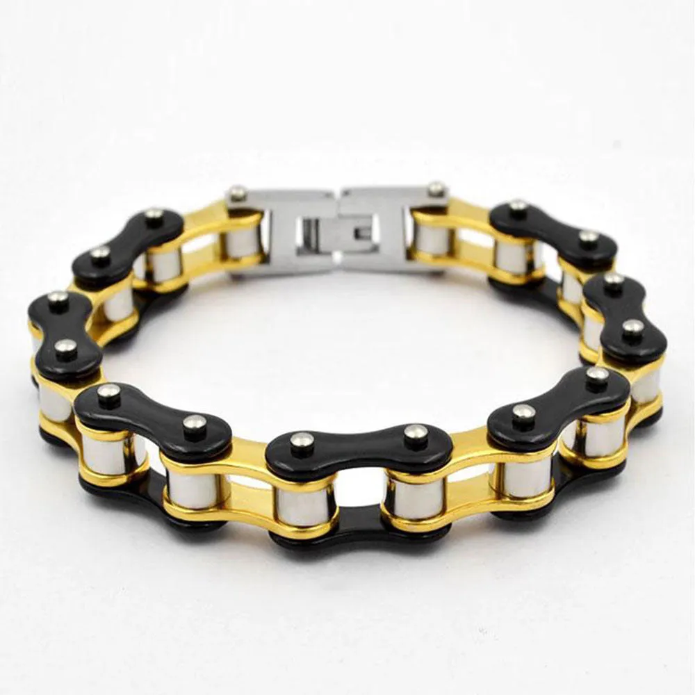 Mens Bracelets Gold Biker Motorcycle Chain Link Bracelets