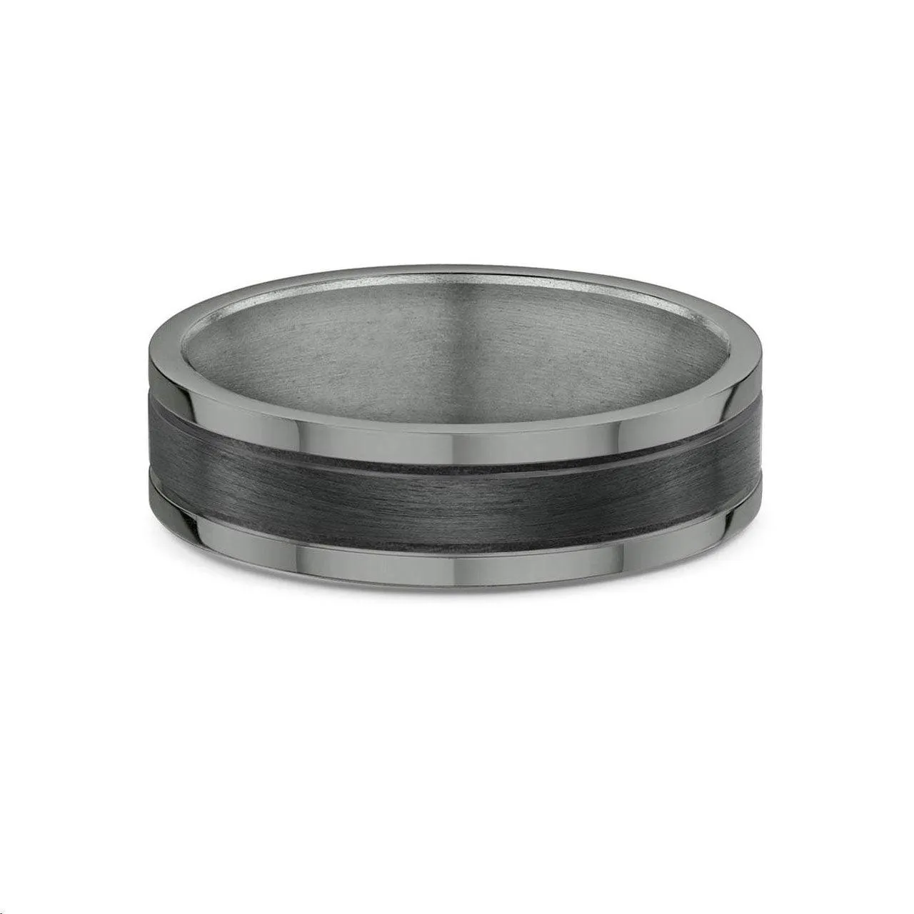 Mens Tantalum & Carbon Fibre Weddng Band Ring