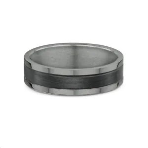 Mens Tantalum & Carbon Fibre Weddng Band Ring