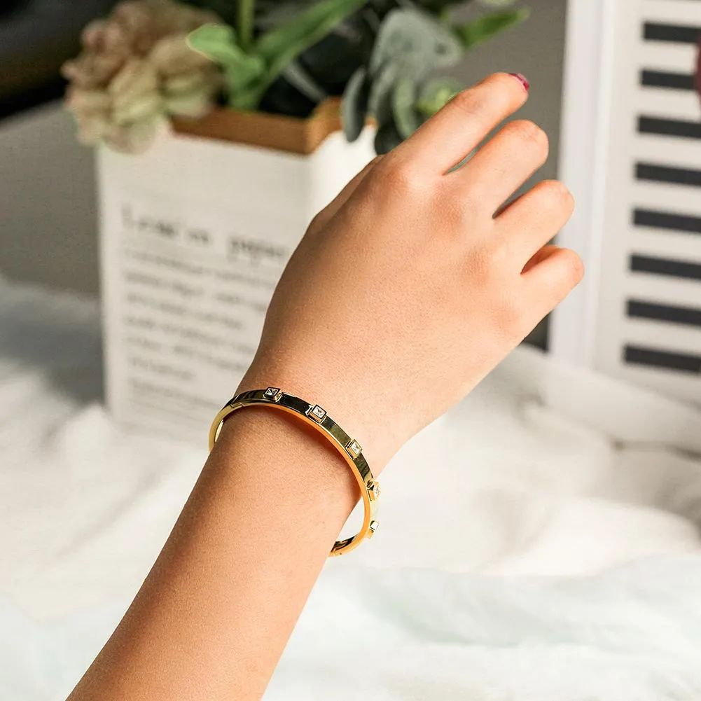 Metal Stone Hinged Bangle | CozyCouture®