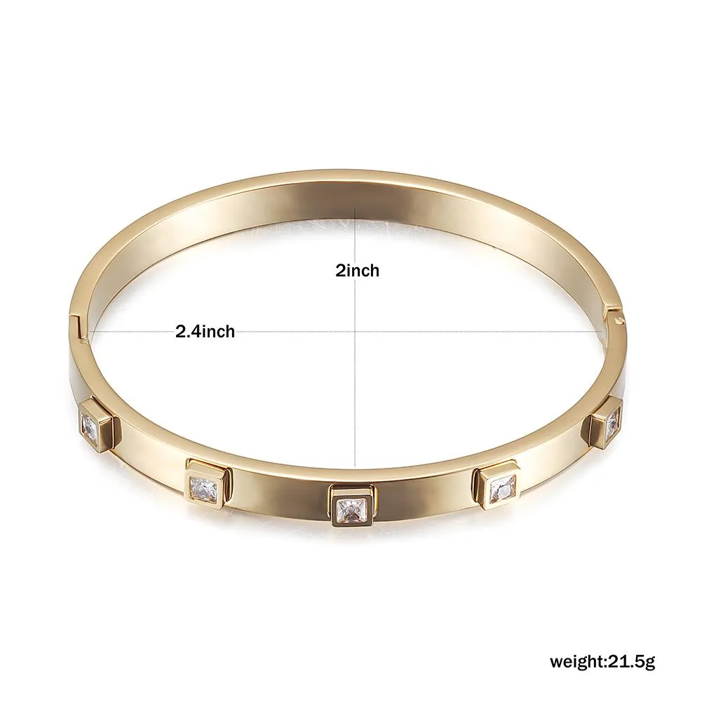 Metal Stone Hinged Bangle | CozyCouture®