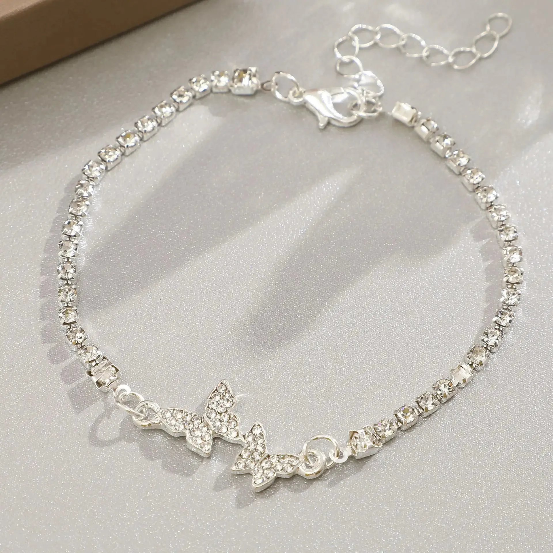 Modern Crystal Butterfly 925 Sterling Silver Chain Bracelets for Women Minimalist Adjustable Charm Jewelry Accessories