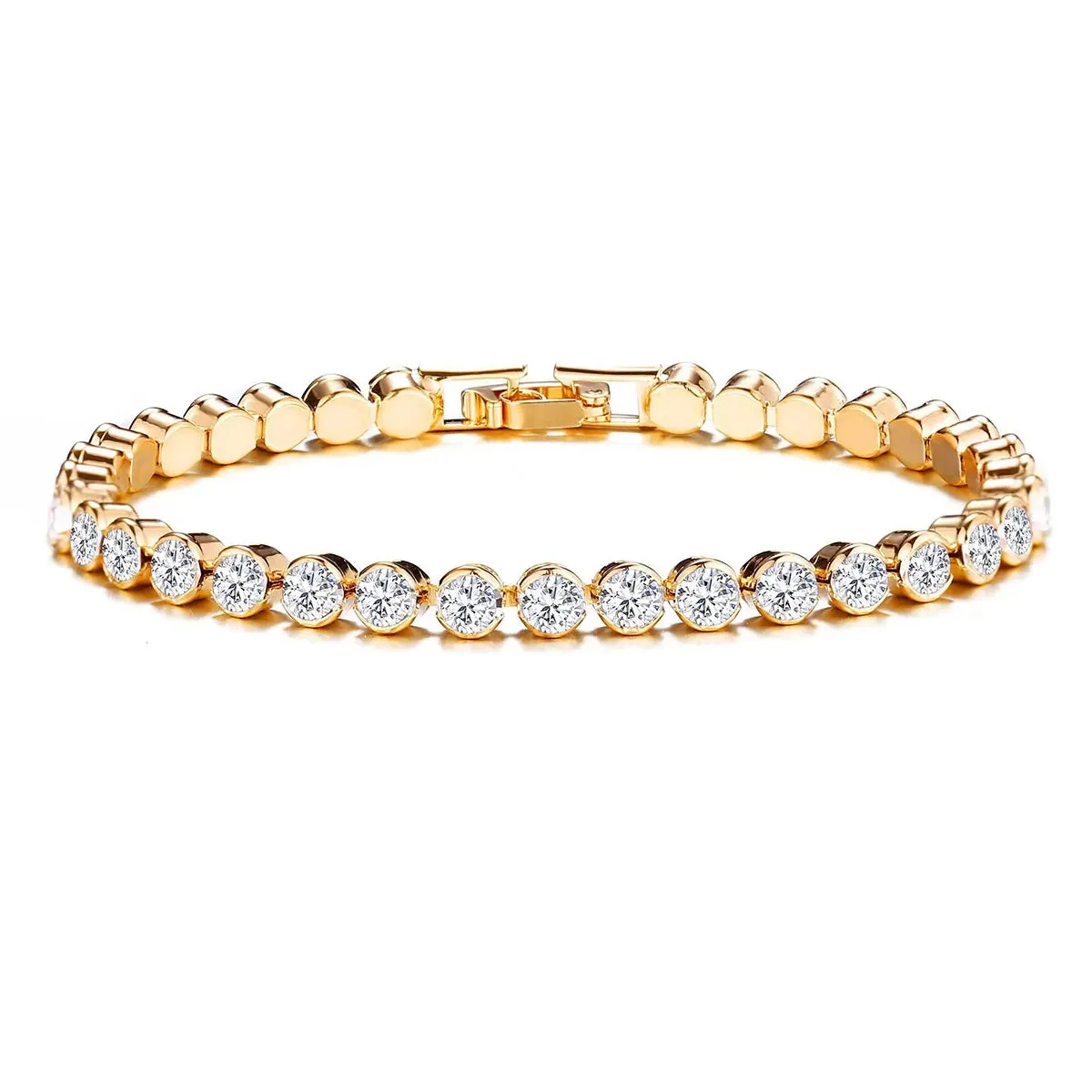 Modern Luxury Roman Style Crystal Tennis Chain Bracelets for Men and Women Fashion Jewelry Accessories