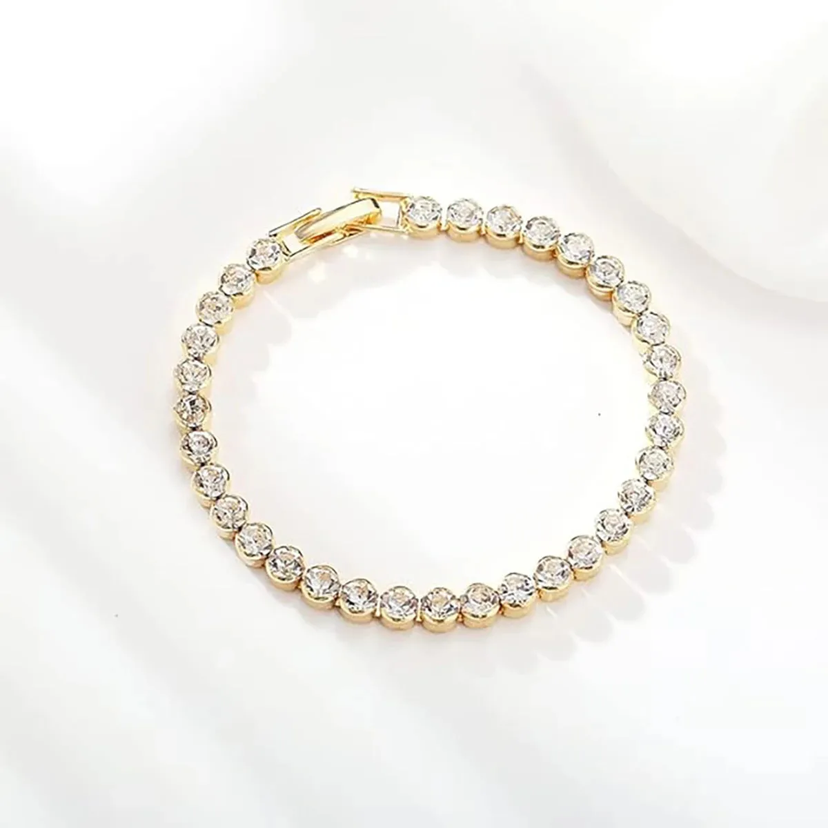 Modern Luxury Roman Style Crystal Tennis Chain Bracelets for Men and Women Fashion Jewelry Accessories