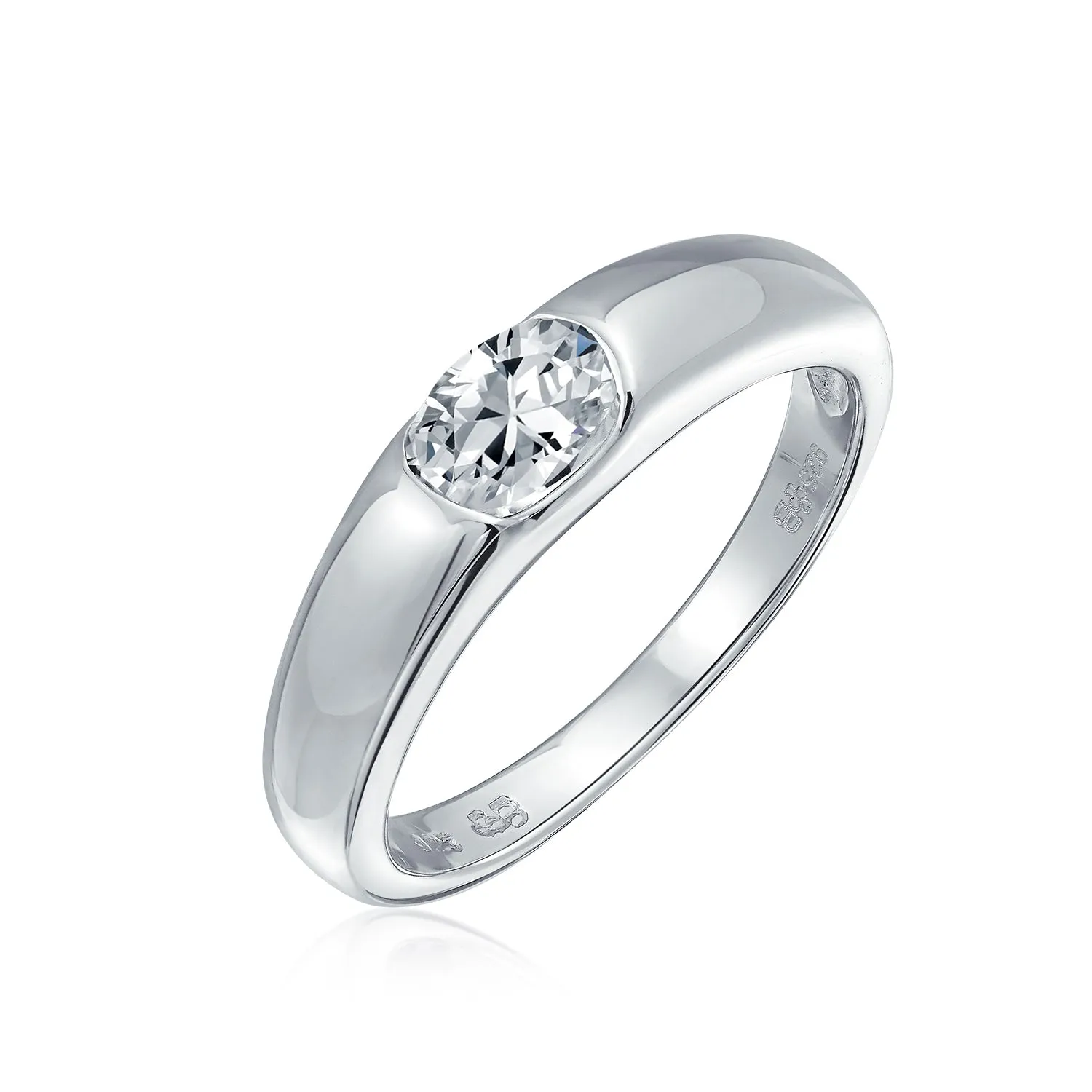 Modern Minimalist .50 CT CZ Round Solitaire Engagement Ring in Sterling Silver